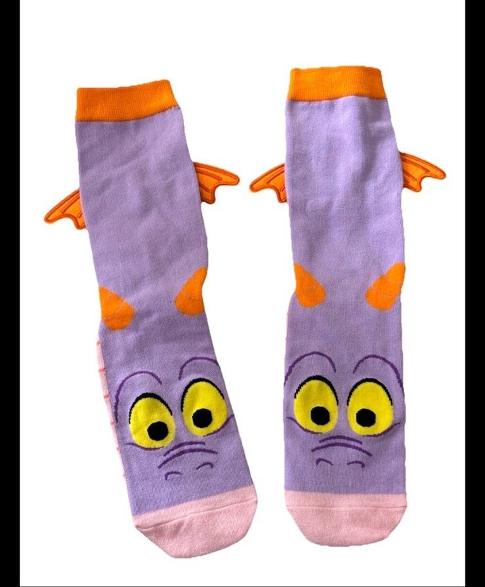 Disney Figment Dragon Crew Socks Purple Orange 2026 One Size Unisex